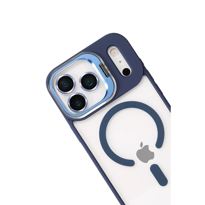  Apple iPhone 17 Pro Remim Lensli Magsafe Standlı Kapak - Lacivert