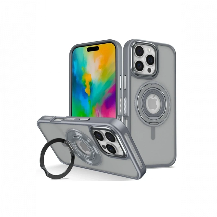  iPhone 16 Pro Banza Magsafe Standlı Kapak - Titan Gri