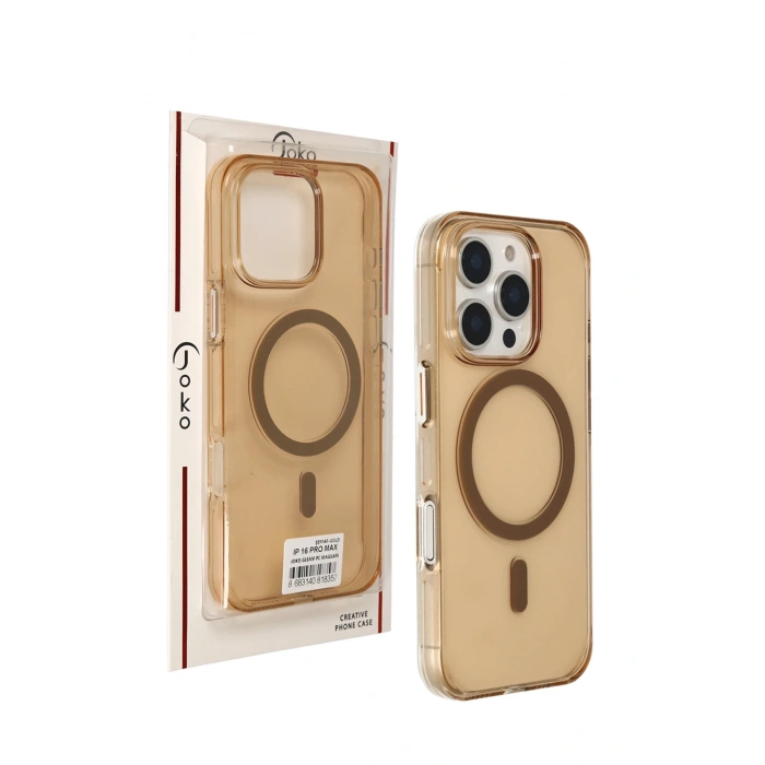  iPhone 16 Pro Max Gleam PC Sert Magsafe Kılıf - Şeffaf-Gold