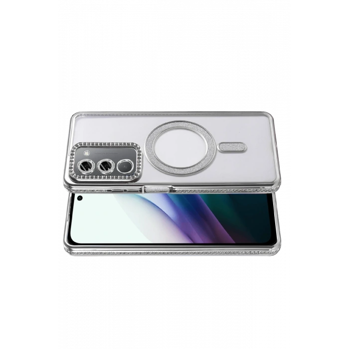  Xiaomi Redmi 15 4G Joke Simli Magneticsafe Kılıf - Gümüş