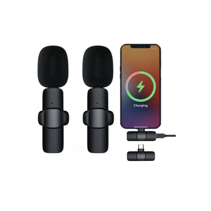 K9 Type-C Uyumlu Mikrofon - Siyah