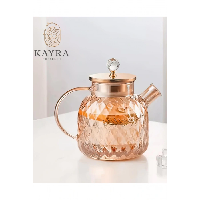 Kabartmalı Borosilikat Cam Demlik 1000ml -CM-2006