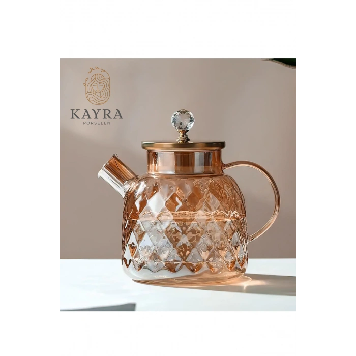 Kabartmalı Borosilikat Cam Demlik 1000ml -CM-2006