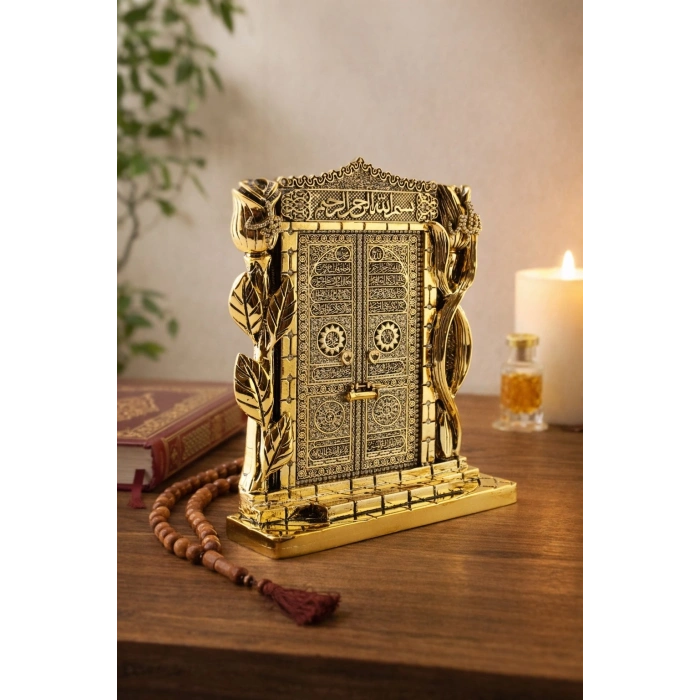 Kâbe Kapısı Figürü – Altın Renk Dekoratif Biblo | Manevi ve Anlamlı Hediye 25 cm