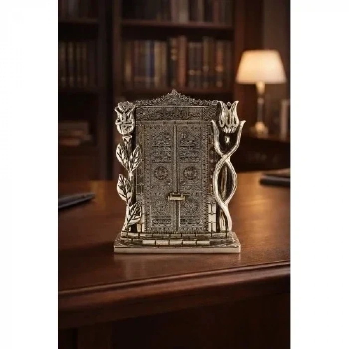 Kâbe Kapısı Figürü – Silver Renk Dekoratif Biblo | Manevi ve Anlamlı Hediye 25 cm