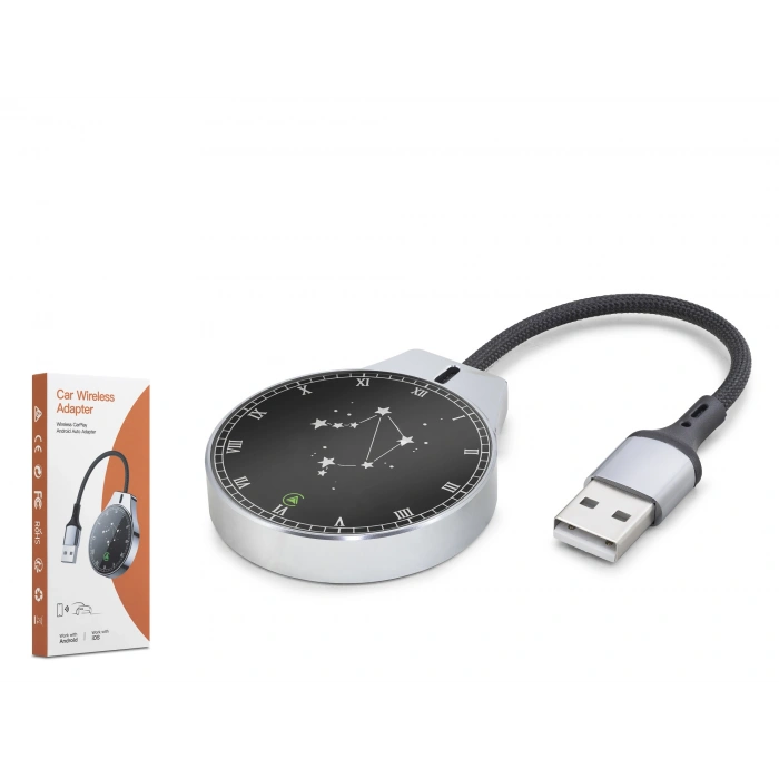 Kablosuz Carplay Android Auto Adaptörü Bluetooth 5.0 5 Ghz Wifi Usb - Siyah HDX1393