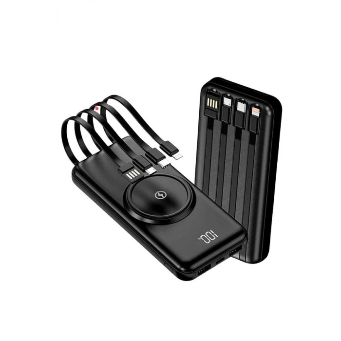 Kablosuz Çoklu Şarj Girişli 10.000 Mah Kablolu Powerbank Taşınabilir