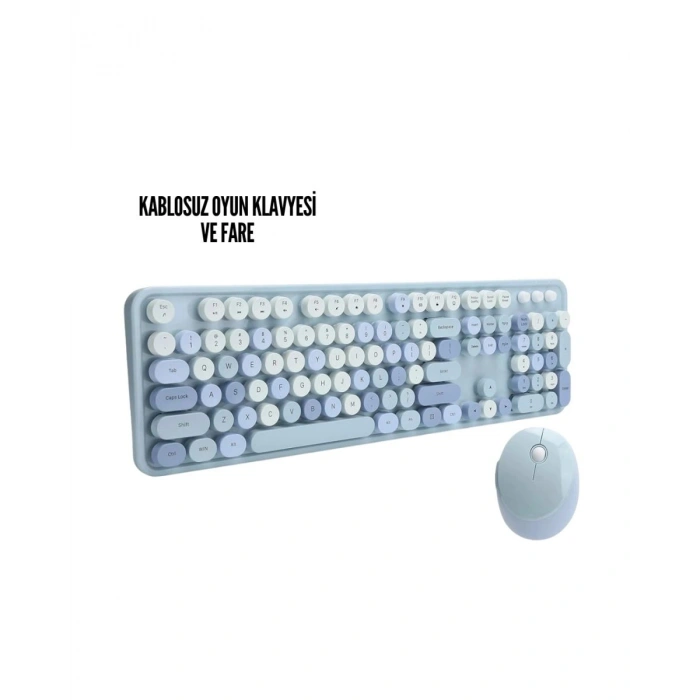 Kablosuz Klavye Mouse Seti Mavi