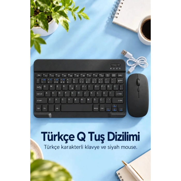 Kablosuz Klavye Mouse Takımı Türkçe Karakterli Tuşlar