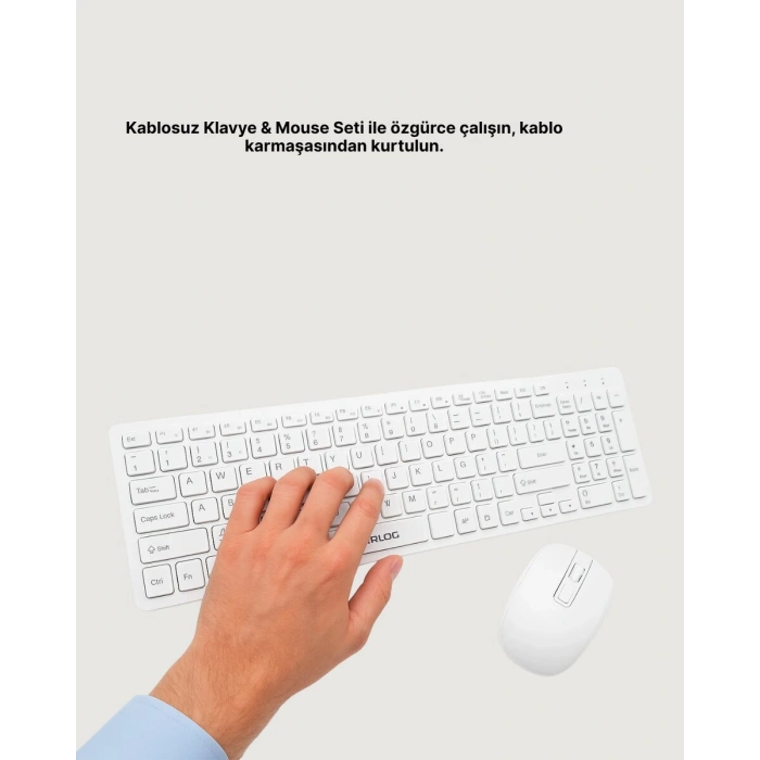 Kablosuz Klavye Ve Mouse Seti - Ergonomik Tasarım Sessiz Kullanım Geniş Uyumluluk