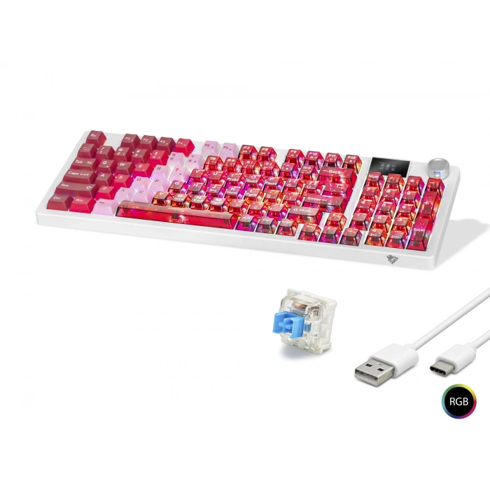 Kablosuz Mekanik Gaming Klavye Rgb Blue Switch 95 Tuş - Kırmızı Beyaz MF1705R