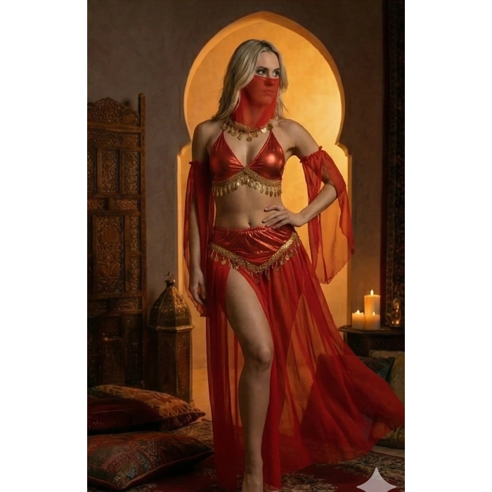 Kadı Kaliteli Peçeli Seksi Dansöz Kostümü Erotik Çekici Çengi Fantezi Oryantal Asena Kıyafeti