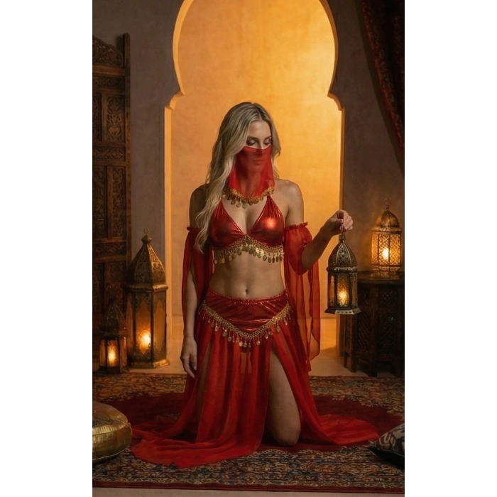 Kadı Kaliteli Peçeli Seksi Dansöz Kostümü Erotik Çekici Çengi Fantezi Oryantal Asena Kıyafeti