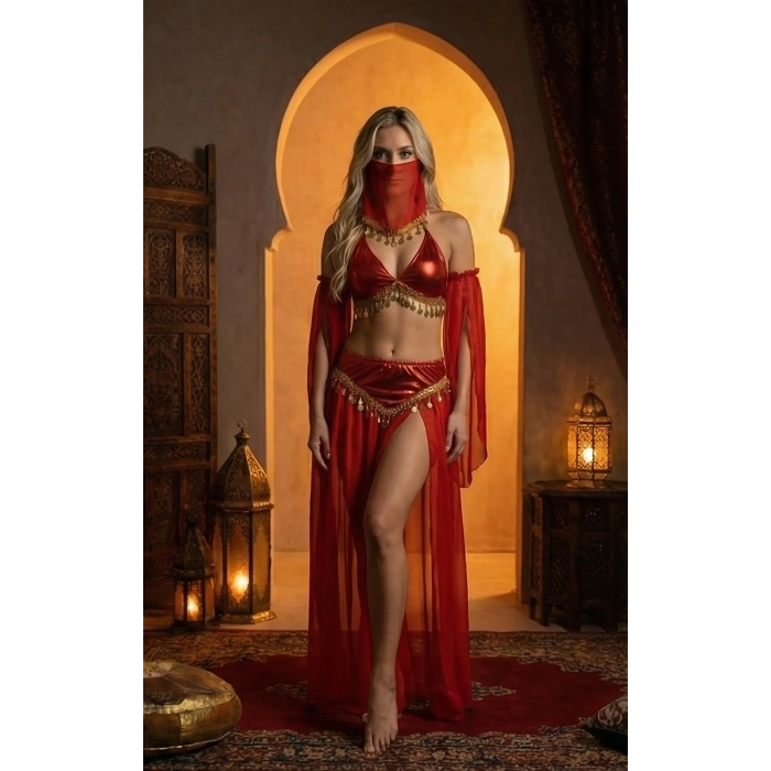 Kadı Kaliteli Peçeli Seksi Dansöz Kostümü Erotik Çekici Çengi Fantezi Oryantal Asena Kıyafeti
