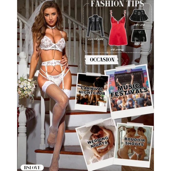 Kadın Beyaz File Silikonlu Jartiyer Çorabı