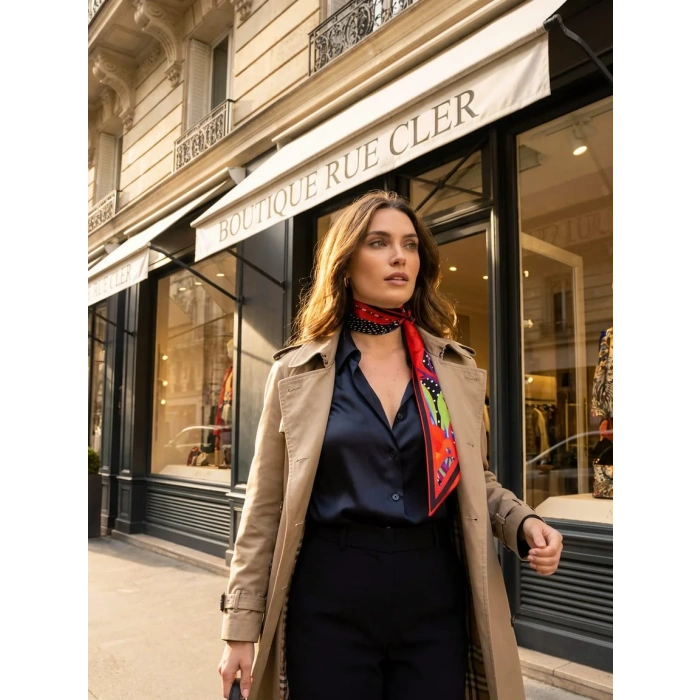 Kadın Çiçek Desenli Modern Desenli Fular – Boyun, Çanta & Saç Aksesuarı – Şık Hediye Alternatifi