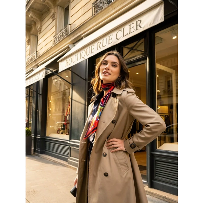 Kadın Çiçek Desenli Modern Desenli Fular – Boyun, Çanta & Saç Aksesuarı – Şık Hediye Alternatifi