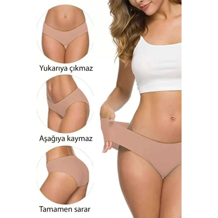 Kadın Dikişsiz Lazer Kesim Esnek İz Yapmayan Külot Ten