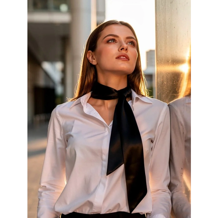 Kadın Düz Skinny Fular Boyun Bağı – Minimal Şık Stil | Hediye Olarak Uygun
