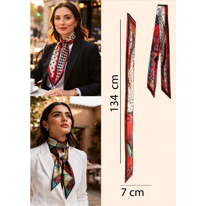 Kadın Düz Skinny Fular Boyun Bağı – Minimal Şık Stil | Hediye Olarak Uygun