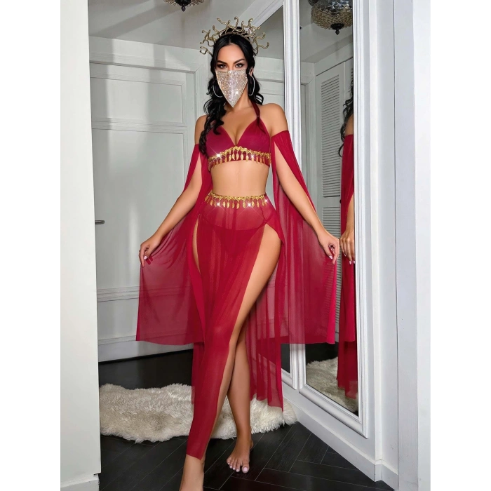 Kadın Fantazi Kırmızı Özel Tasarım Harem Fantezi Kostüm 2271