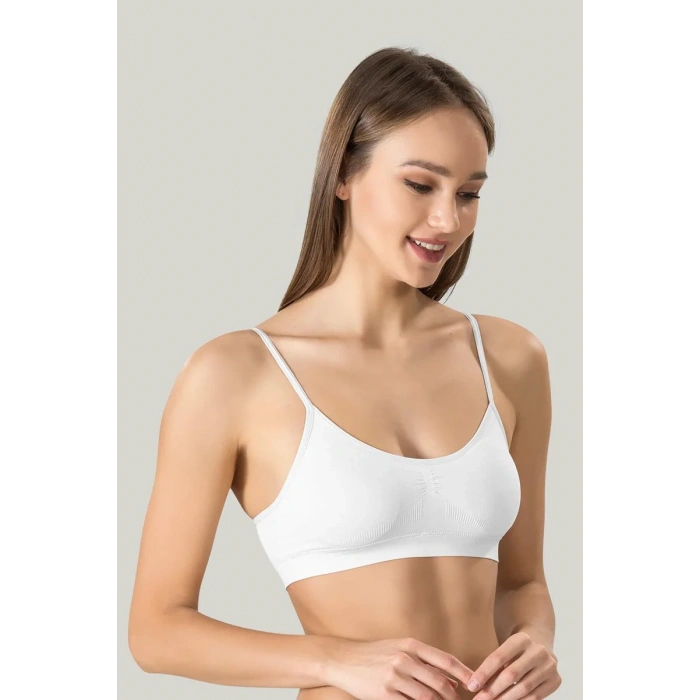 Kadın Ince Askılı Pedli Büstiyer Yarım Atlet Sütyen 3lü Set