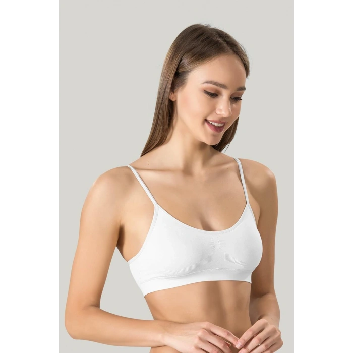 Kadın Ince Askılı Pedli Büstiyer Yarım Atlet Sütyen 3lü Set