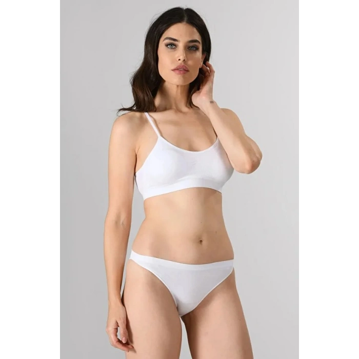 Kadın Ince Askılı Pedli Büstiyer Yarım Atlet Sütyen 3lü Set