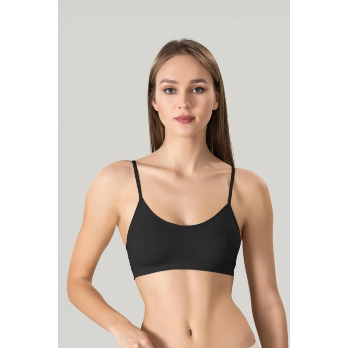 Kadın Ince Askılı Pedli Büstiyer Yarım Atleti Sütyen 3lü Set..