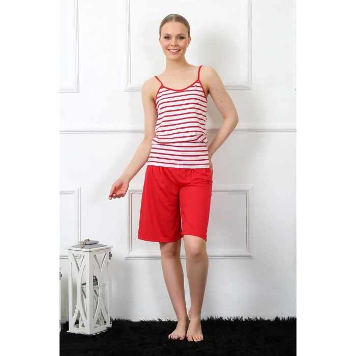 Kadın İp Askılı Kapri Takım Kırmızı