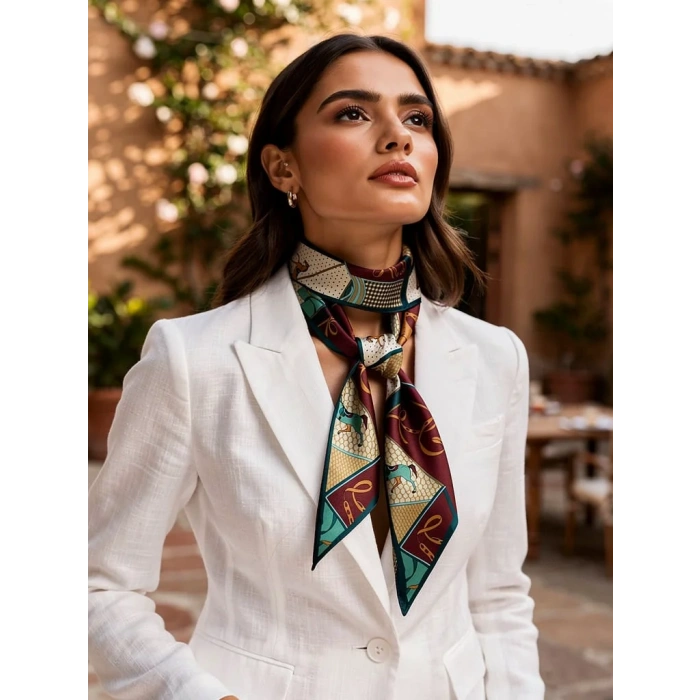 Kadın Klasik Stil Desenli Fular-Minimal ve Klasik Stil-Zamansız Tasarım, Özel Günler İçin Hediye
