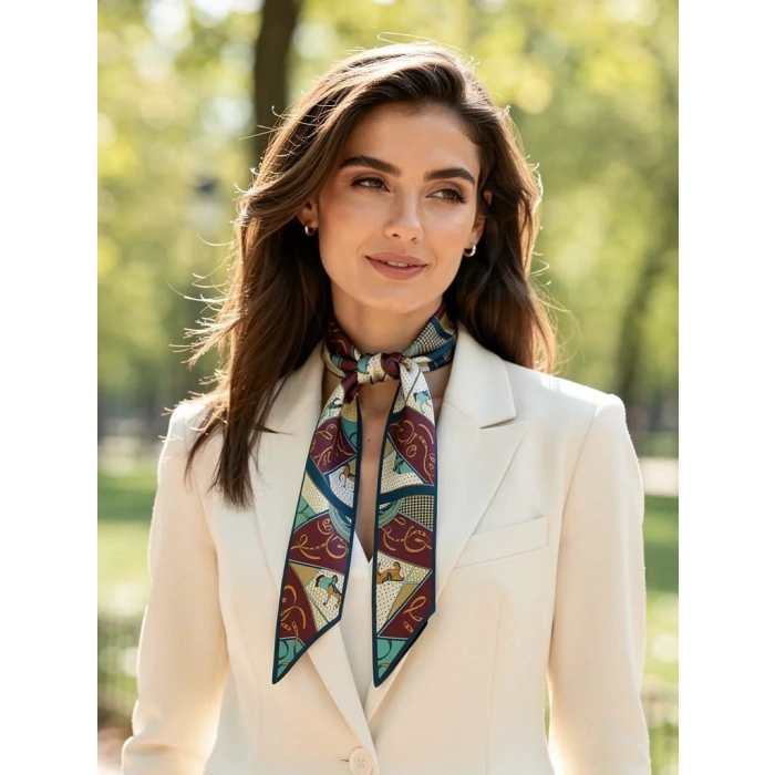 Kadın Klasik Stil Desenli Fular-Minimal ve Klasik Stil-Zamansız Tasarım, Özel Günler İçin Hediye