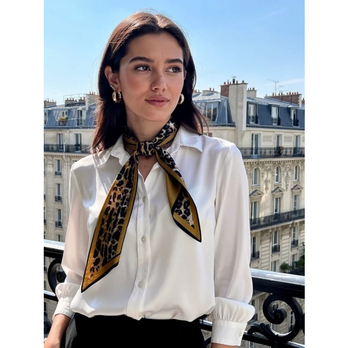 Kadın Leopar Desen Boyun Fuları-Boyun ve Saç Aksesuarı, Şık Görünüm, Hediye İçin Uygun
