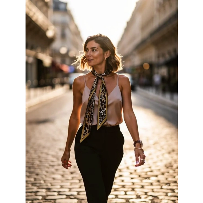 Kadın Leopar Desen Boyun Fuları-Boyun ve Saç Aksesuarı, Şık Görünüm, Hediye İçin Uygun