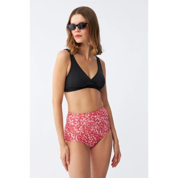 Kadın Pedli Yüksek Bel Bikini Takımı - Siyah
