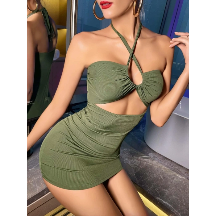 Kadın Yeşil Fantezi Clup Elbisesi 6680