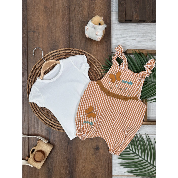 KAHVERENGI KISA KOLLU KIZ PAMUKLU ÇOCUK & 2 PARÇA BEBEK TULUM