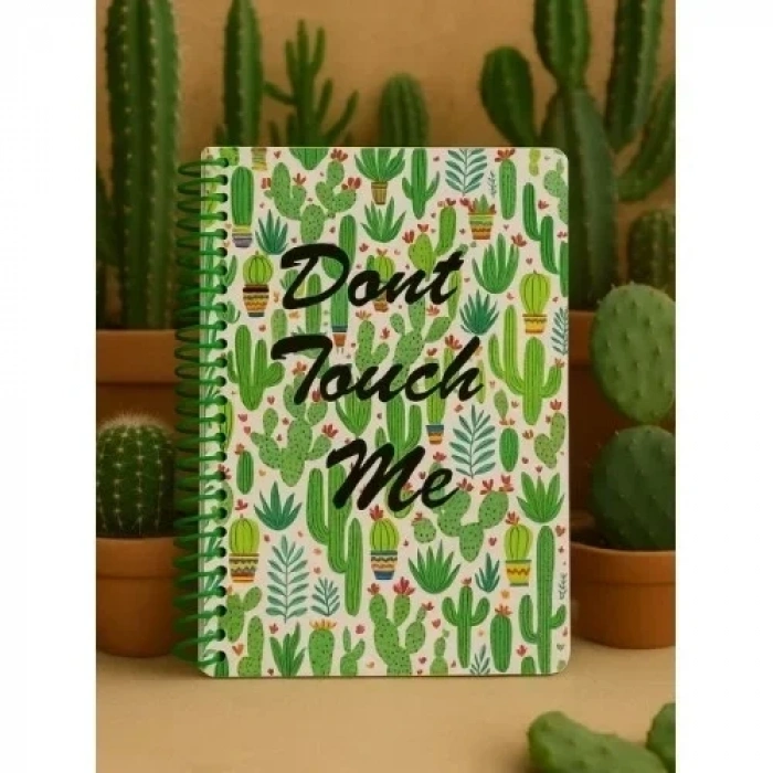 Kaktüs Desenli Spiral Kareli Defter – 80 Yaprak / 160 Sayfa – 18x24 cm