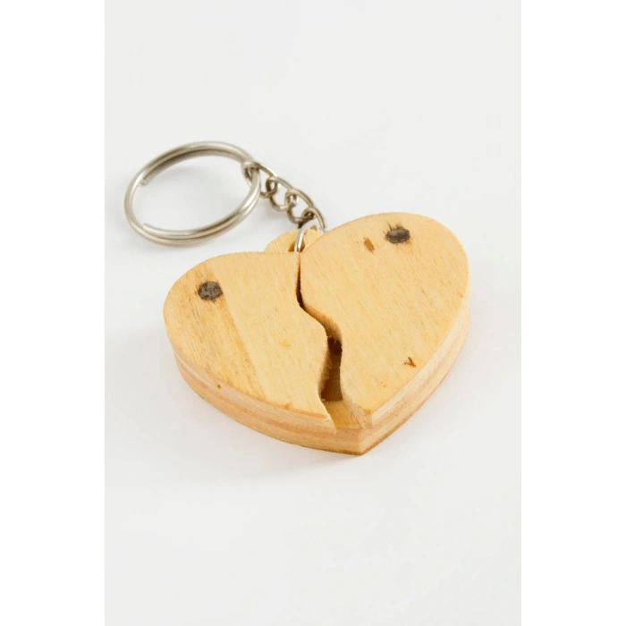 Kalp Açılıp Kapanır Ahşap Anahtarlık