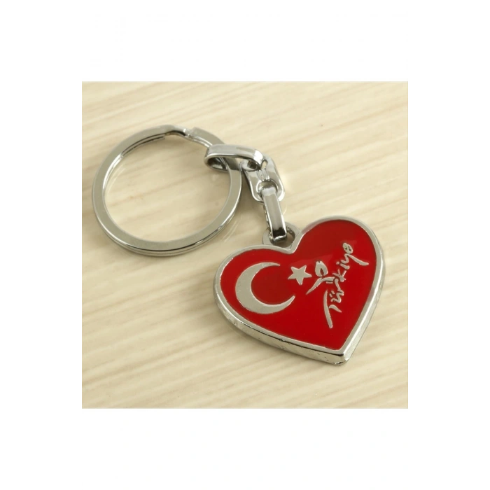 Kalp Ay Yıldız Metal Anahtarlık