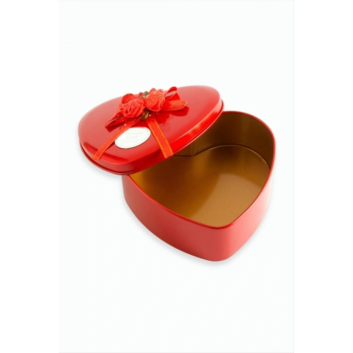 Kalp Boş Kırmızı Metal Kutu 16 cm