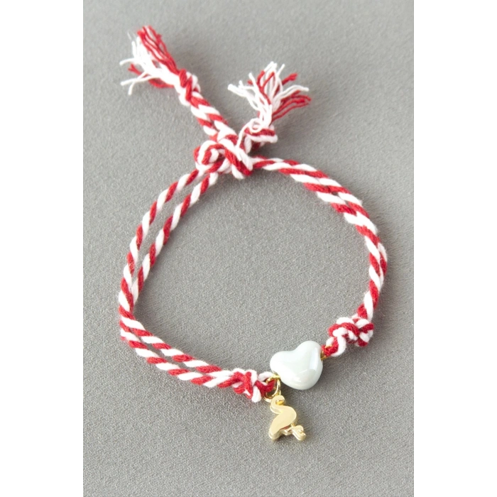 Kalp Cam Boncuk Marteniçka İp Bileklik