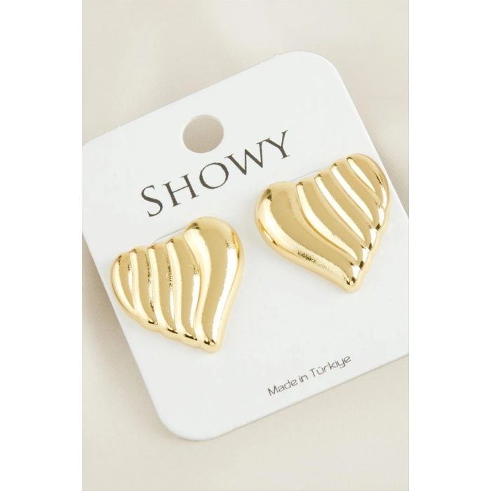 Kalp Çizgili Yeni Sezon Metal Küpe