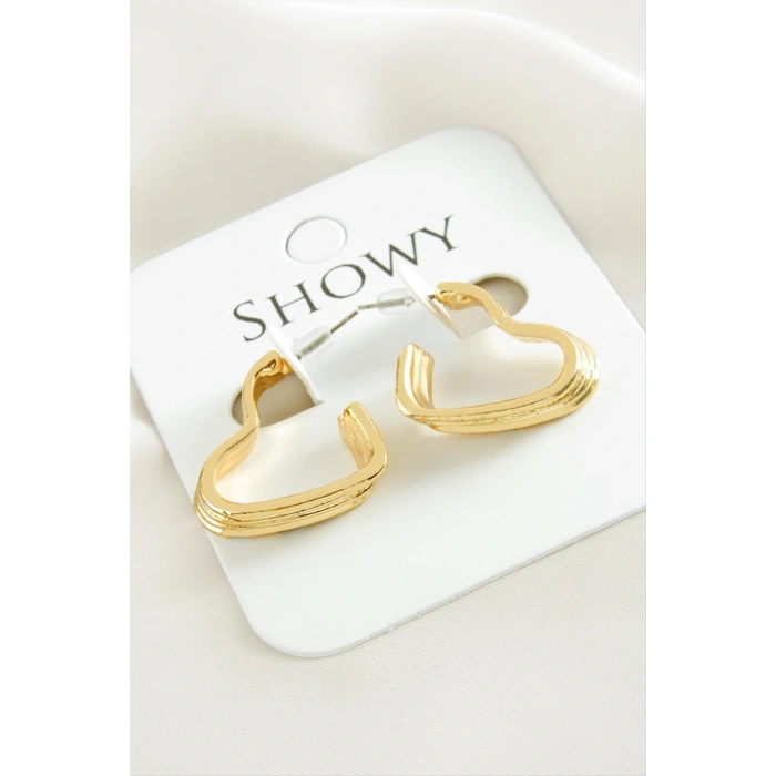 Kalp Dört Sıra Metal Küpe