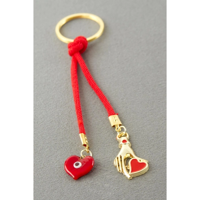 Kalp El Camlı İpli Anahtarlık
