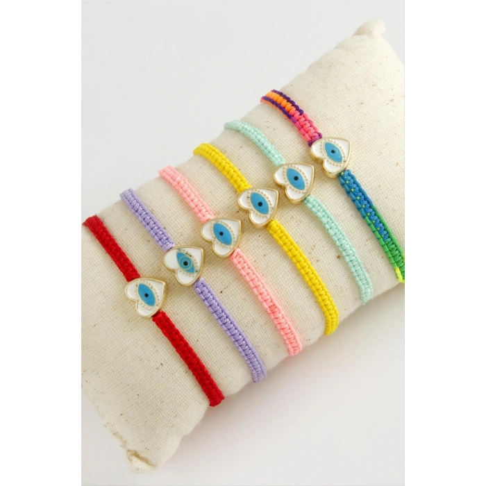 Kalp Göz Makrome Örgülü Bileklik