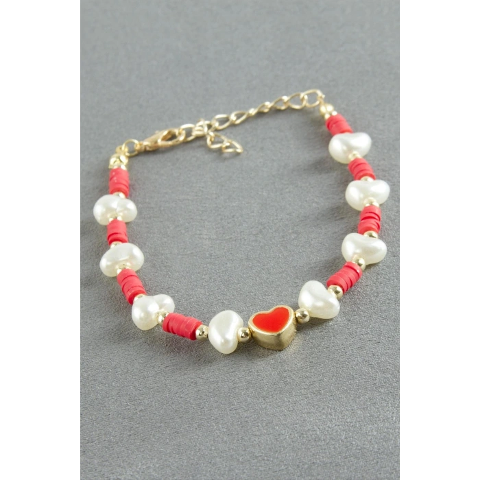 Kalp Kristal İnci Bileklik