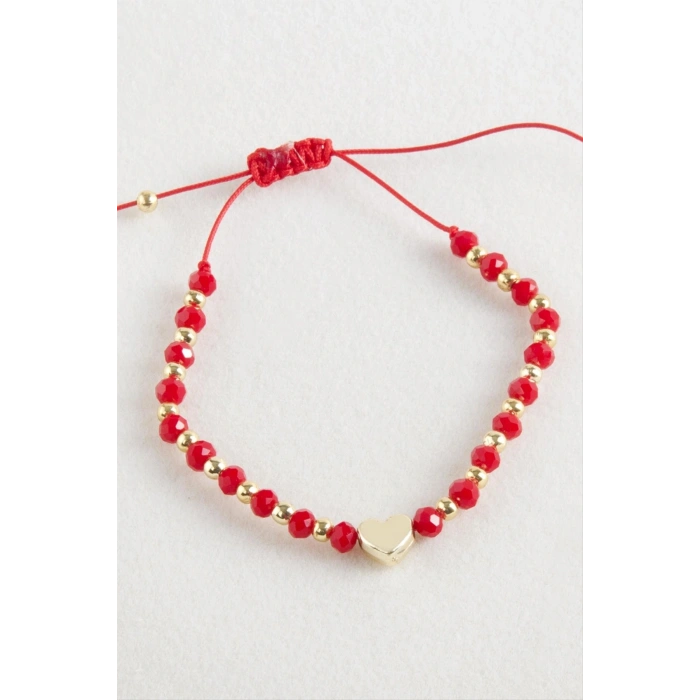 Kalp Kristal Makrome İp Bileklik