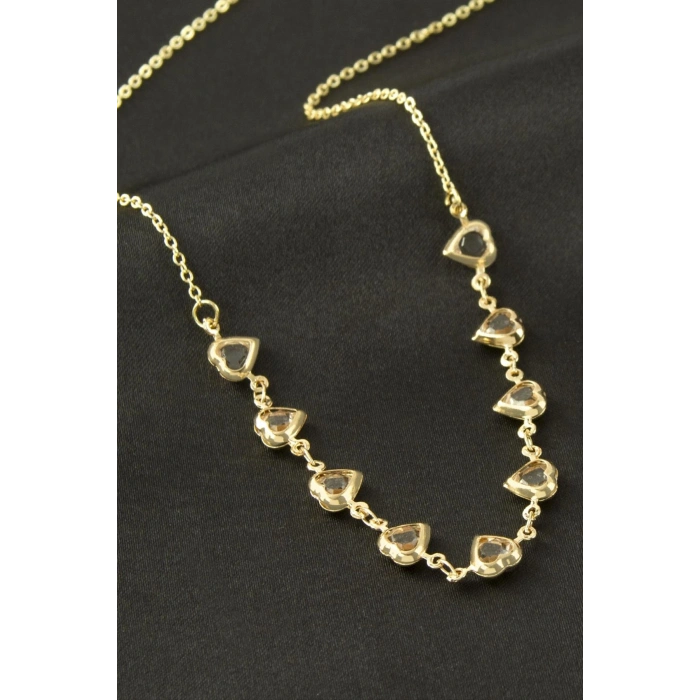 Kalp Kristal Taşlı Kolye