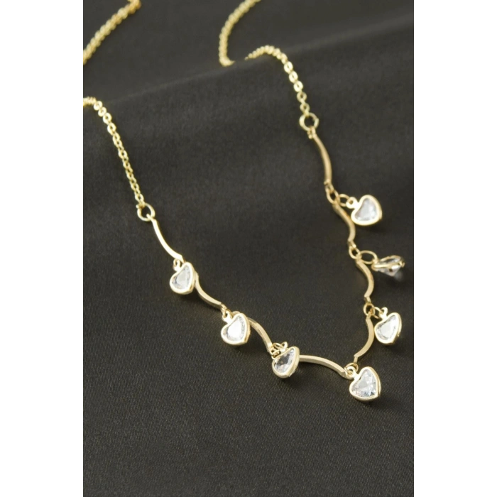 Kalp Kristal Taşlı Kolye